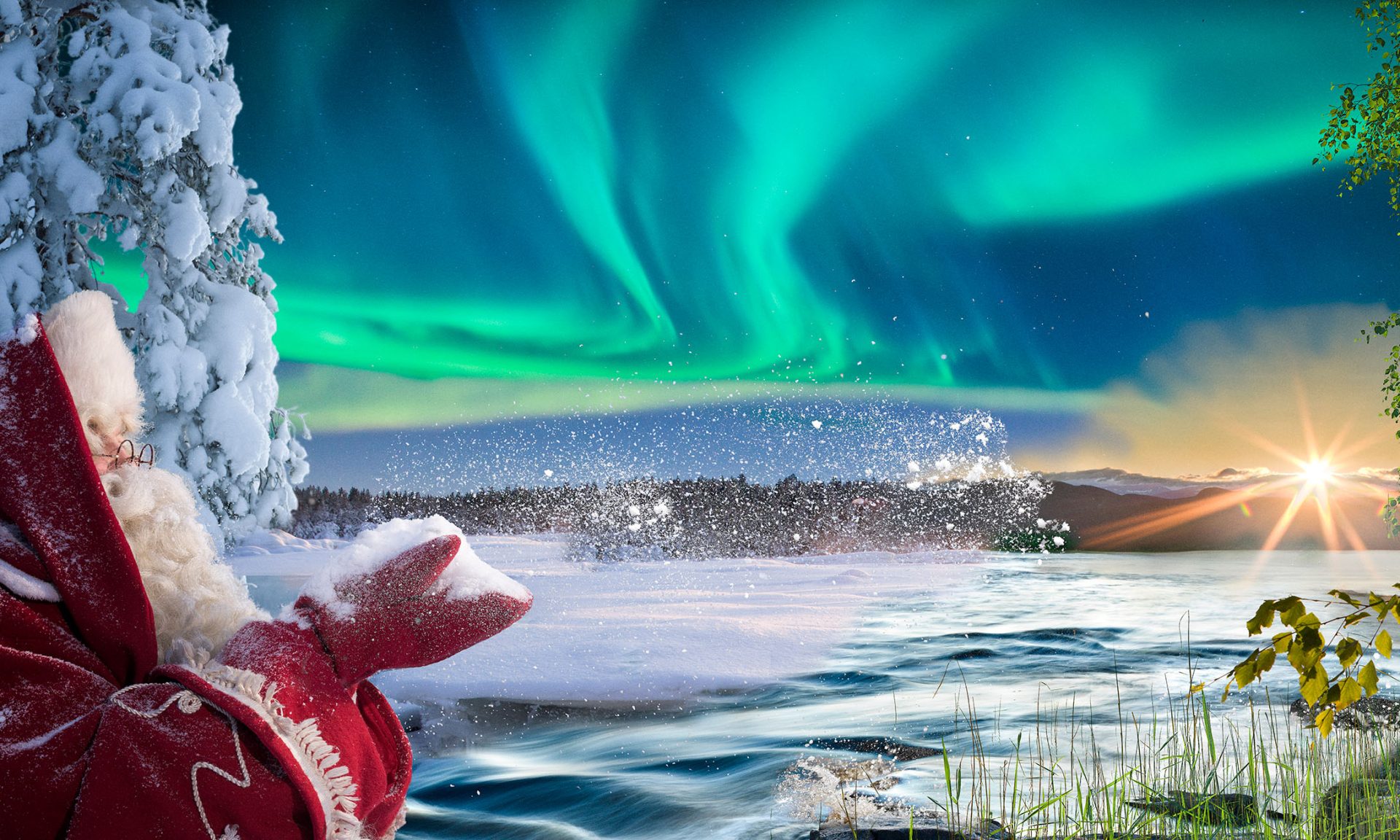Santa Claus enjoying the seasons of Lapland.