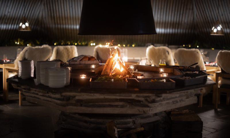 Traditional Lappish style restaurant on the private island. Lapland Luxury.