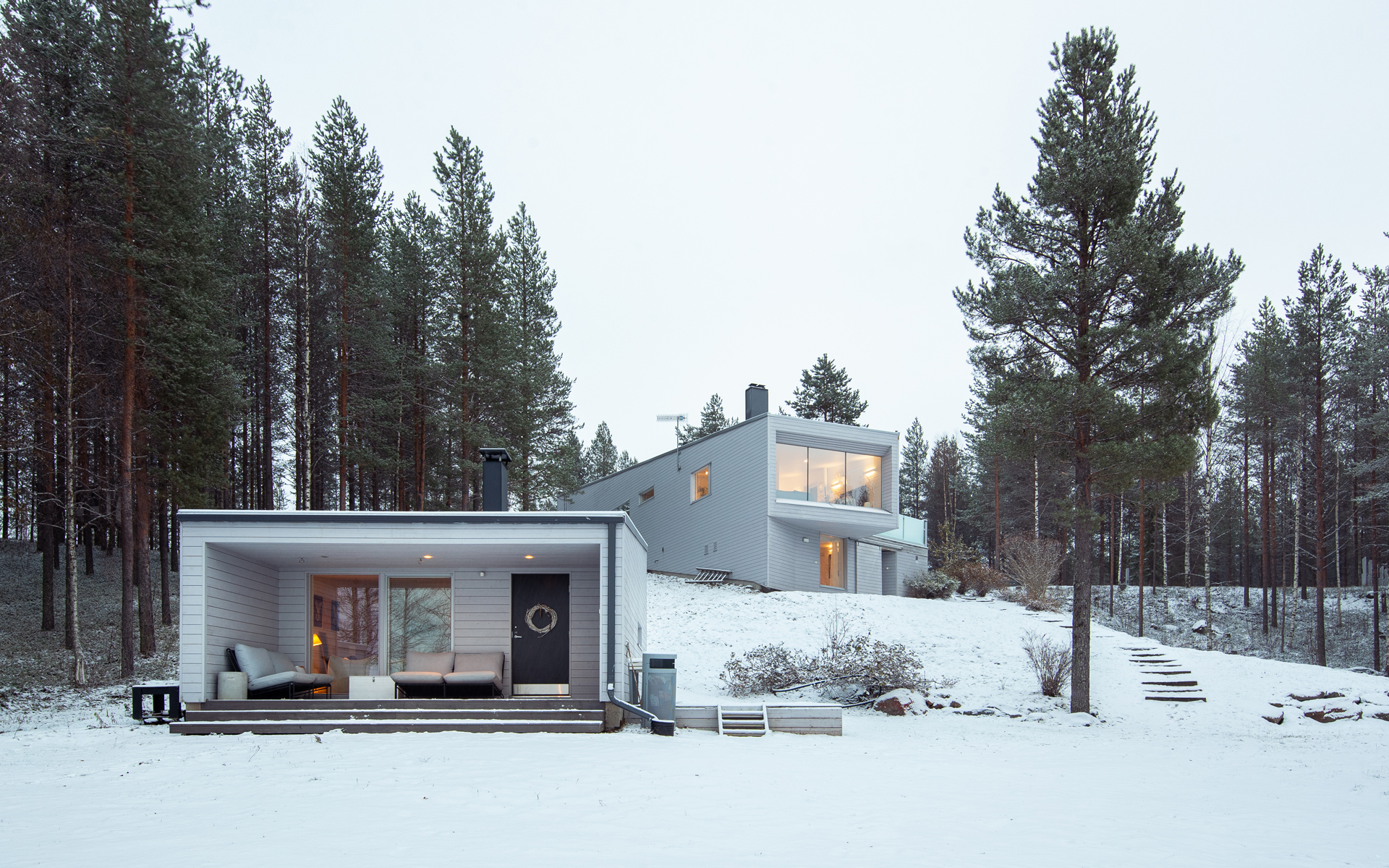 Villa Viima, an architectural jewel in Rovaniemi by river Kemijoki. Lapland Luxury.